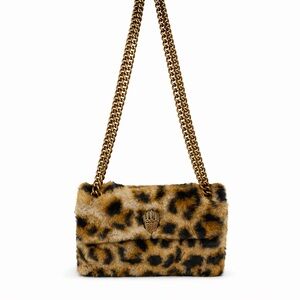Kurt Geiger Leopard Print Shoulder Bag with Gold Chain